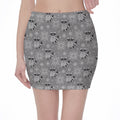 Knitted Raccoon Pattern Print Pencil Mini Skirt