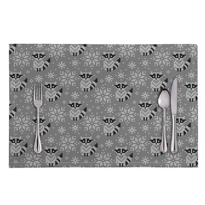 Knitted Raccoon Pattern Print Placemat