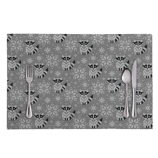 Knitted Raccoon Pattern Print Placemat