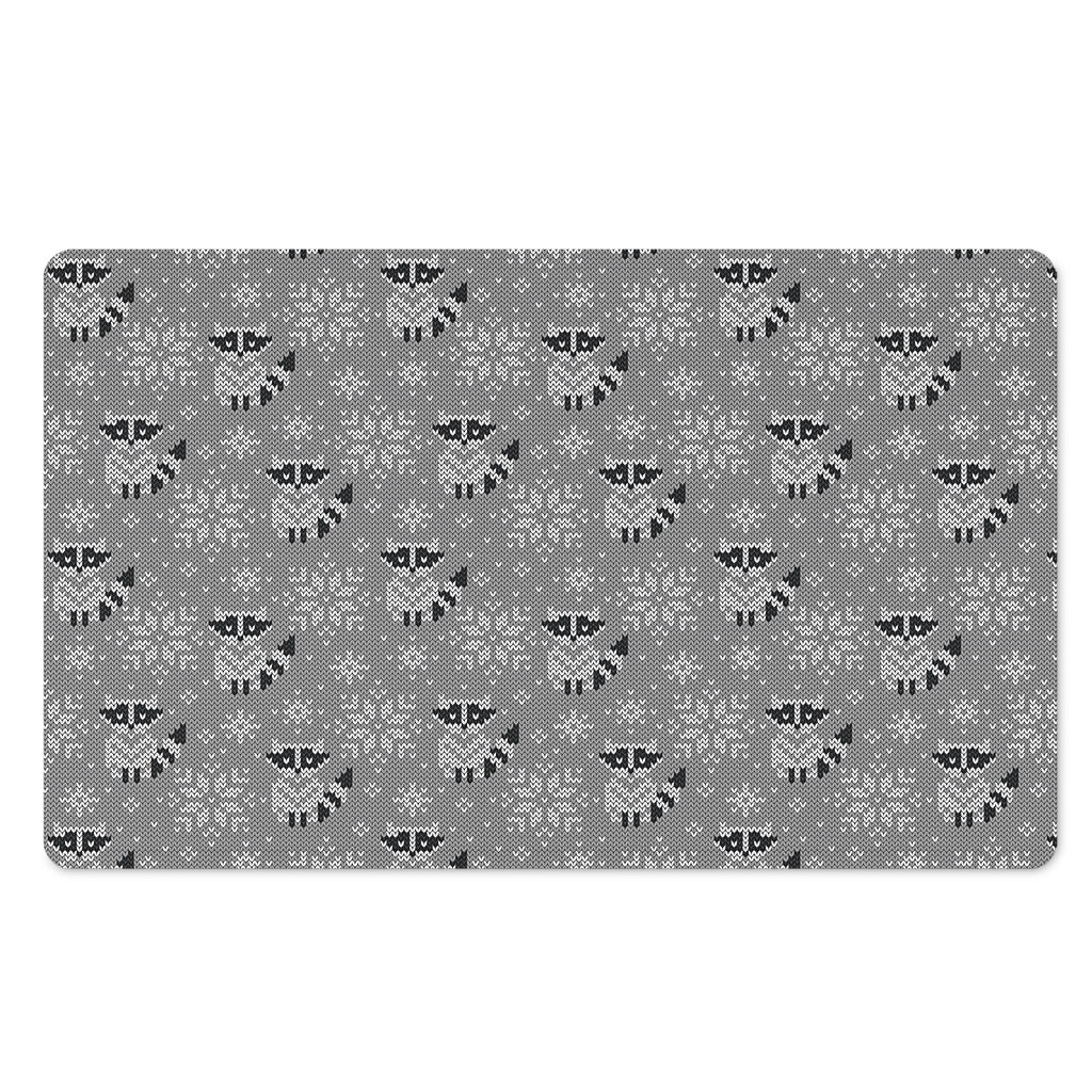 Knitted Raccoon Pattern Print Polyester Doormat