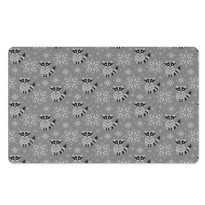 Knitted Raccoon Pattern Print Polyester Doormat