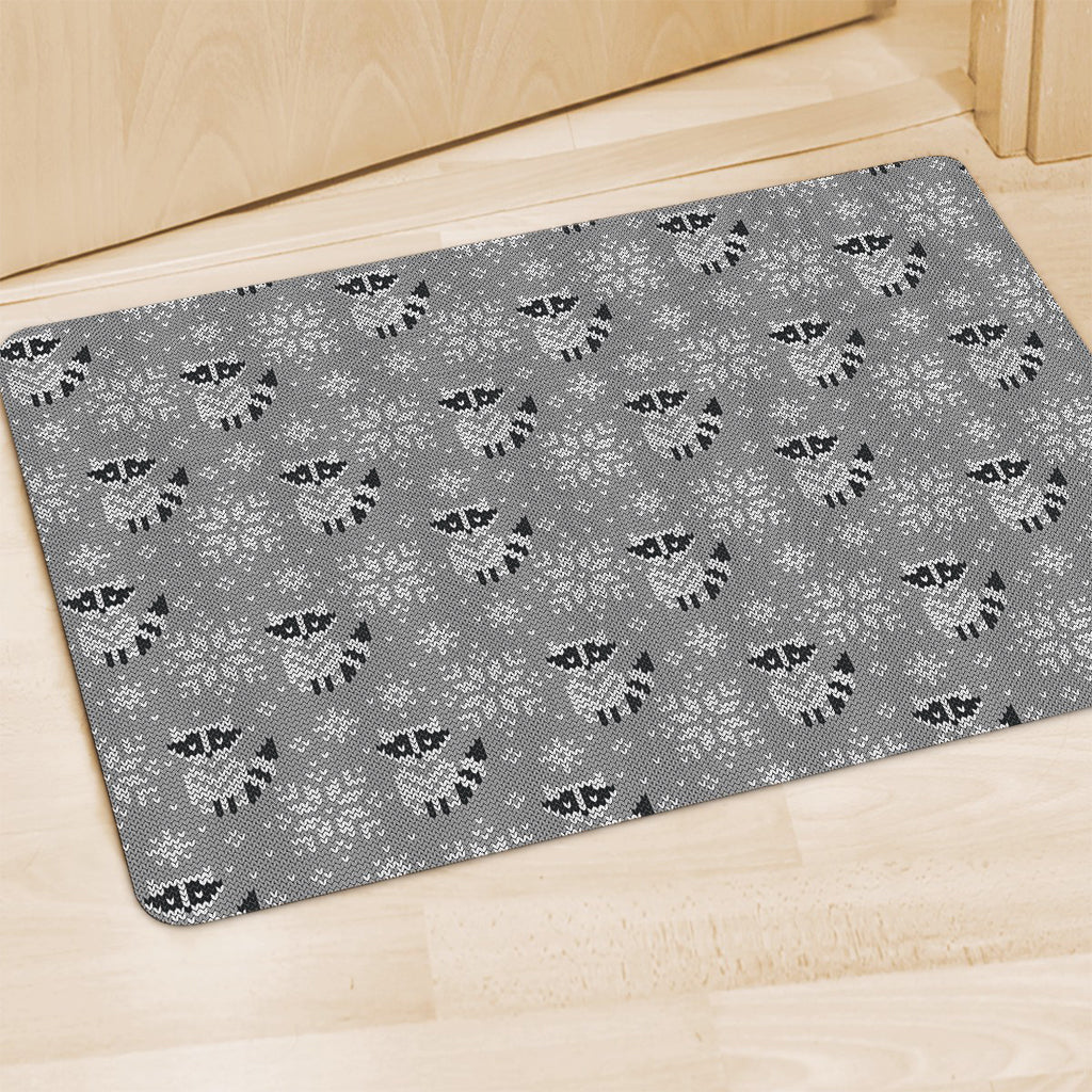 Knitted Raccoon Pattern Print Polyester Doormat