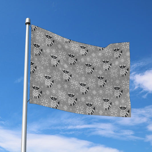 Knitted Raccoon Pattern Print Polyester Flag