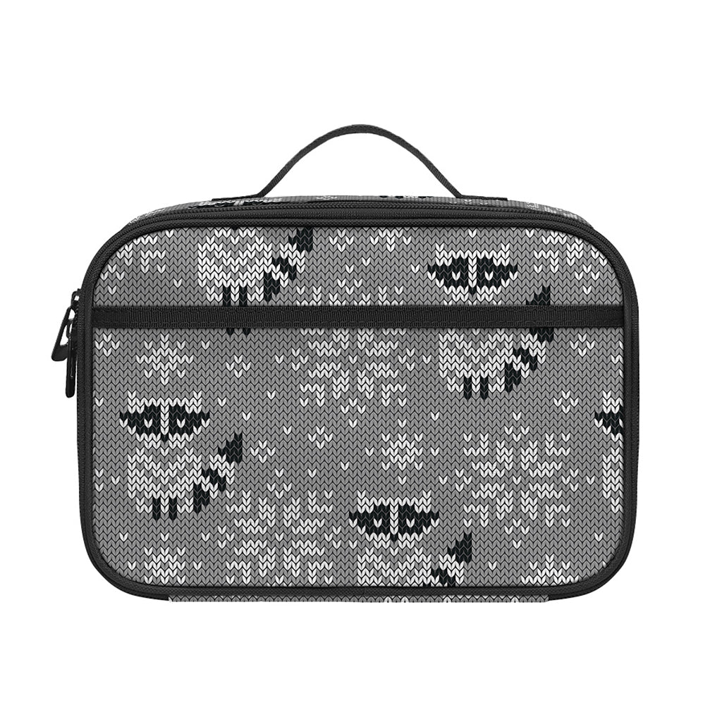 Knitted Raccoon Pattern Print Portable Lunch Bag
