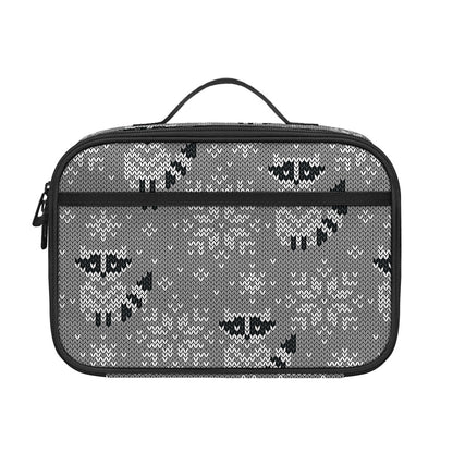 Knitted Raccoon Pattern Print Portable Lunch Bag