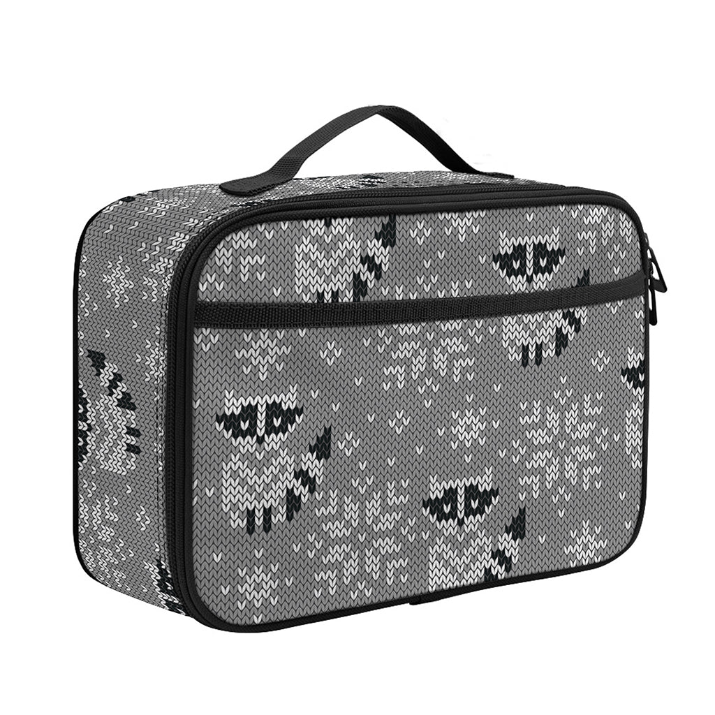 Knitted Raccoon Pattern Print Portable Lunch Bag