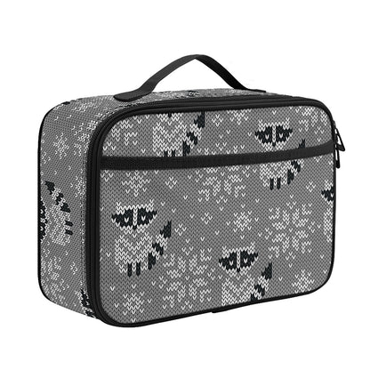 Knitted Raccoon Pattern Print Portable Lunch Bag