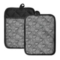 Knitted Raccoon Pattern Print Pot Holders With Pocket