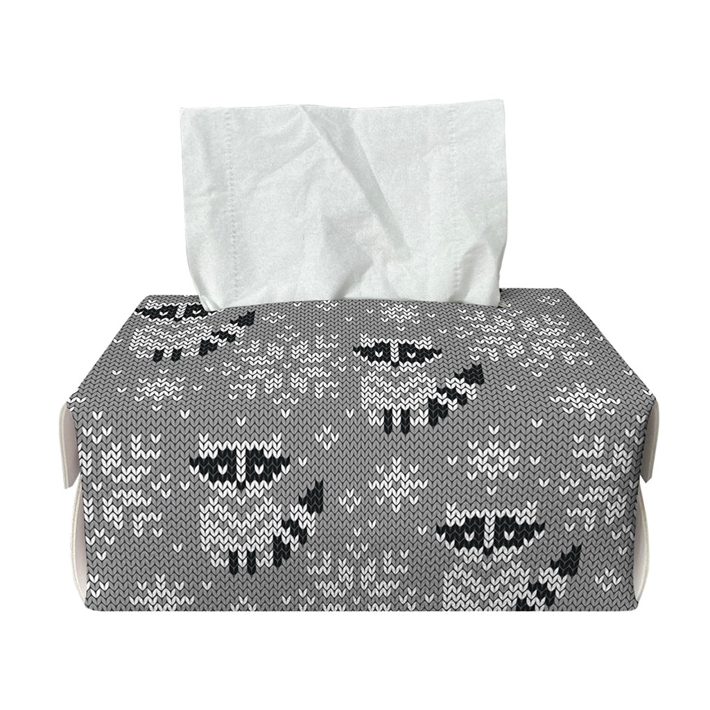 Knitted Raccoon Pattern Print Rectangle Tissue Box Cover