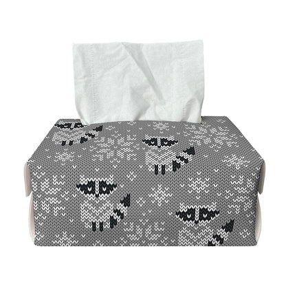 Knitted Raccoon Pattern Print Rectangle Tissue Box Cover