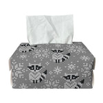 Knitted Raccoon Pattern Print Rectangle Tissue Box Cover