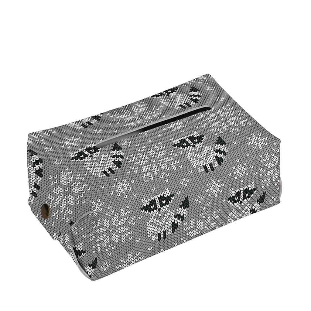 Knitted Raccoon Pattern Print Rectangle Tissue Box Cover