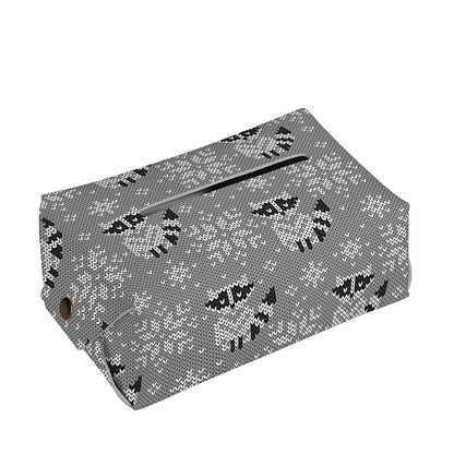 Knitted Raccoon Pattern Print Rectangle Tissue Box Cover