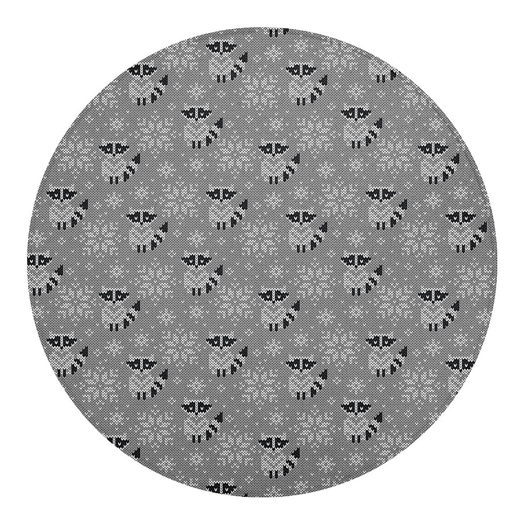 Knitted Raccoon Pattern Print Round Blanket