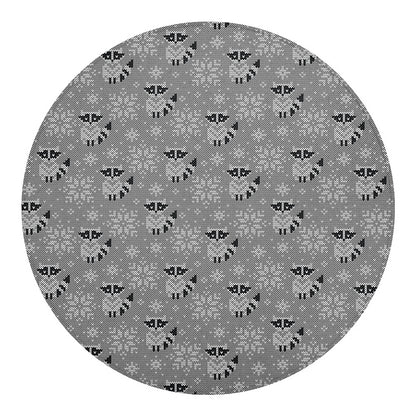Knitted Raccoon Pattern Print Round Blanket