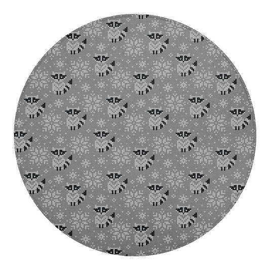 Knitted Raccoon Pattern Print Round Blanket