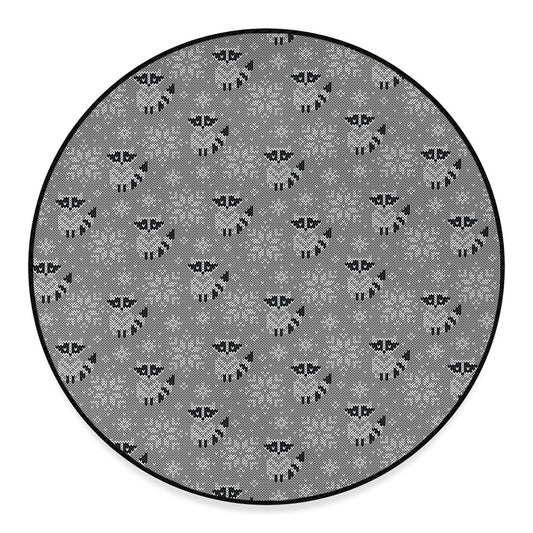 Knitted Raccoon Pattern Print Round Floor Mat