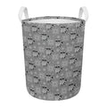 Knitted Raccoon Pattern Print Round Laundry Basket