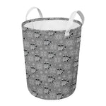 Knitted Raccoon Pattern Print Round Laundry Basket