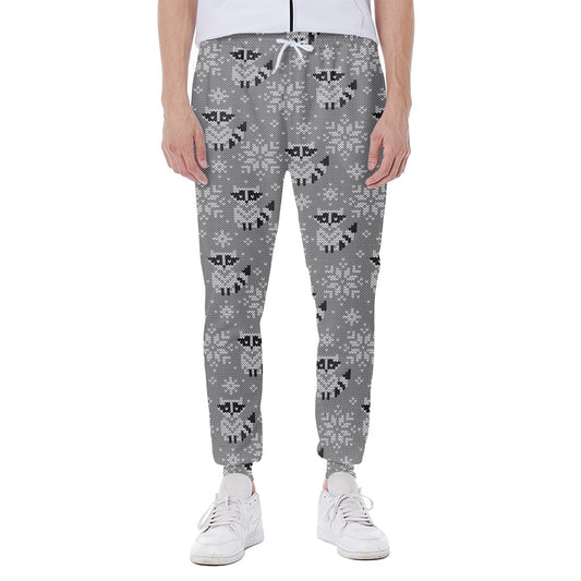 Knitted Raccoon Pattern Print Scuba Joggers