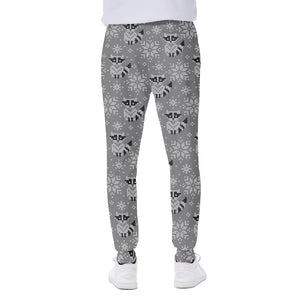 Knitted Raccoon Pattern Print Scuba Joggers