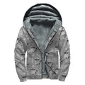 Knitted Raccoon Pattern Print Sherpa Lined Zip Up Hoodie