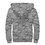 Knitted Raccoon Pattern Print Sherpa Lined Zip Up Hoodie