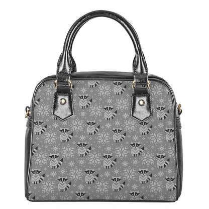 Knitted Raccoon Pattern Print Shoulder Handbag
