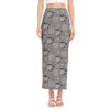 Knitted Raccoon Pattern Print Side Slit Maxi Skirt