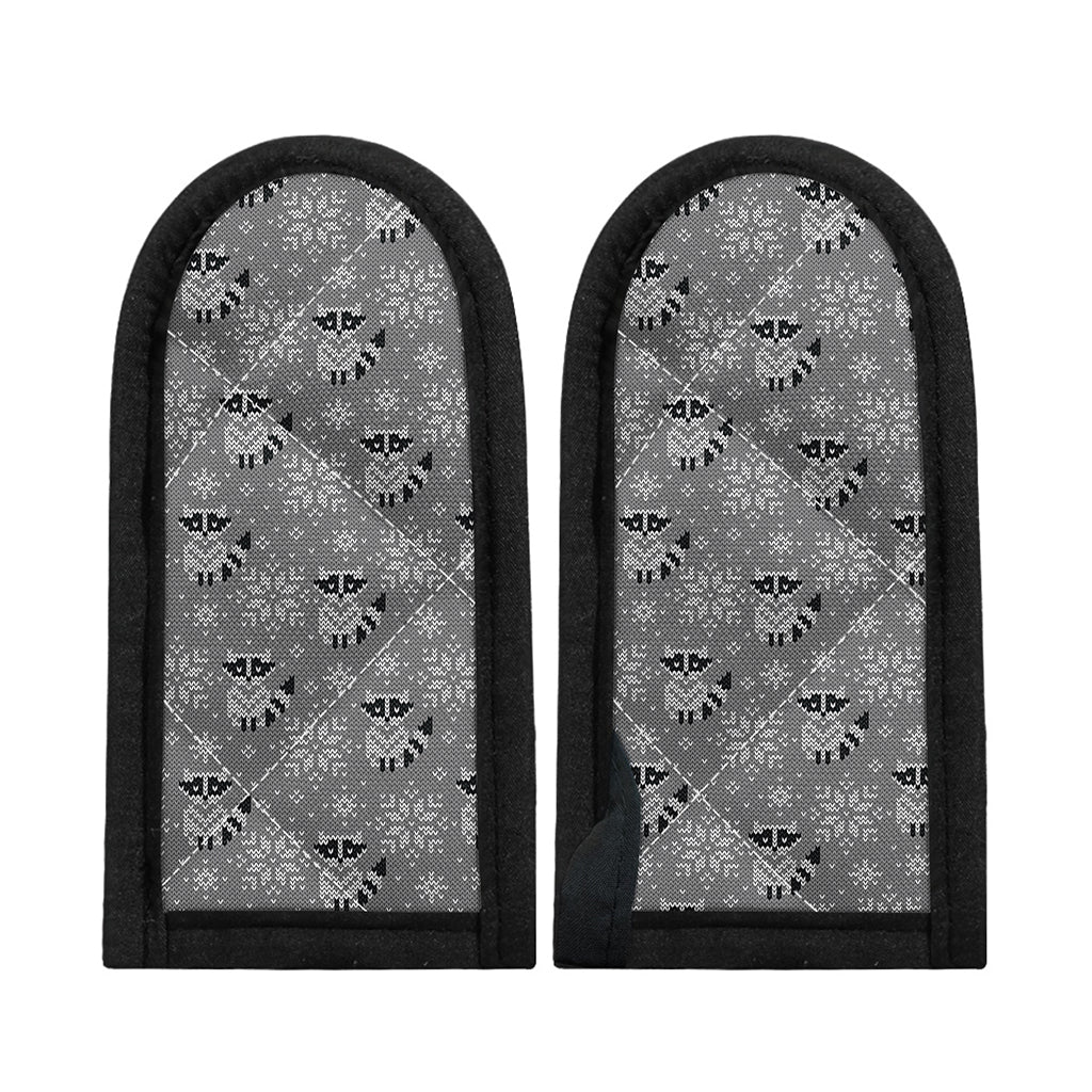 Knitted Raccoon Pattern Print Skillet Handle Cover