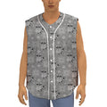 Knitted Raccoon Pattern Print Sleeveless Baseball Jersey