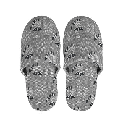 Knitted Raccoon Pattern Print Slippers