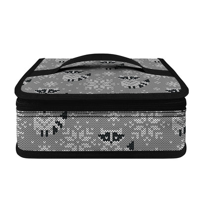 Knitted Raccoon Pattern Print Small Lunch Bag
