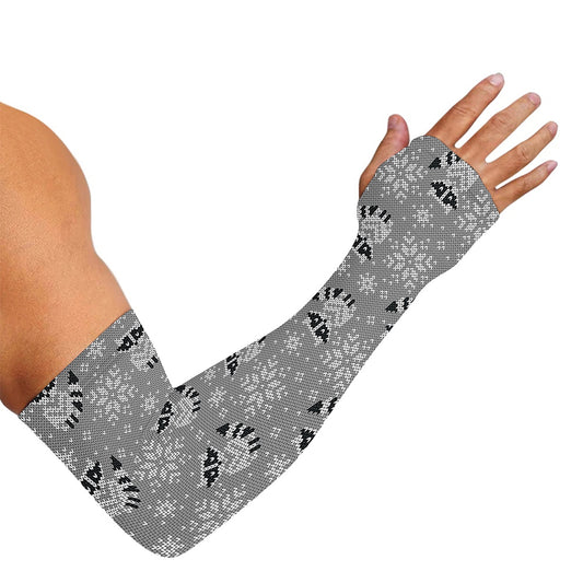 Knitted Raccoon Pattern Print Sun Protection Arm Sleeves