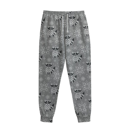 Knitted Raccoon Pattern Print Sweatpants