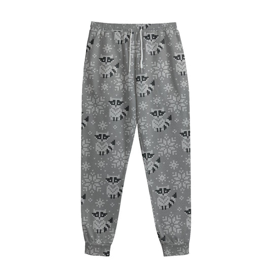 Knitted Raccoon Pattern Print Sweatpants