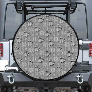 Knitted Raccoon Pattern Print Tire Cover