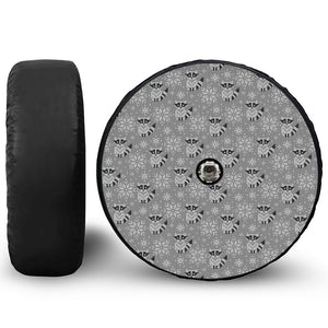 Knitted Raccoon Pattern Print Tire Cover With Camera Hole