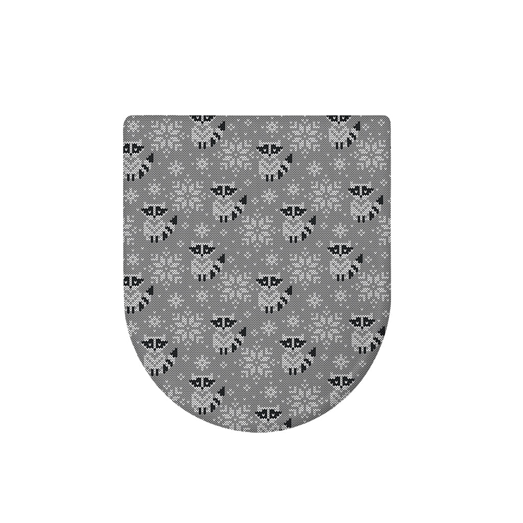 Knitted Raccoon Pattern Print Toilet Lid Cover