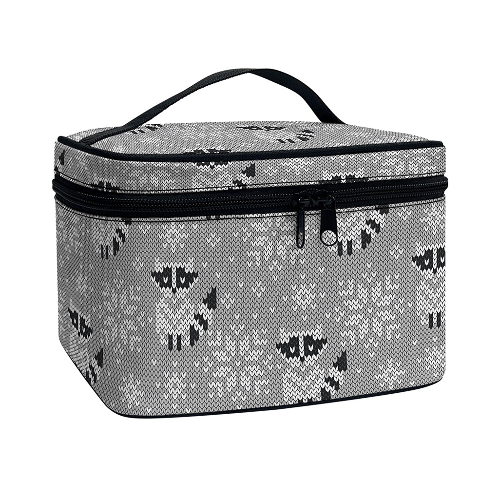 Knitted Raccoon Pattern Print Travel Makeup Bag