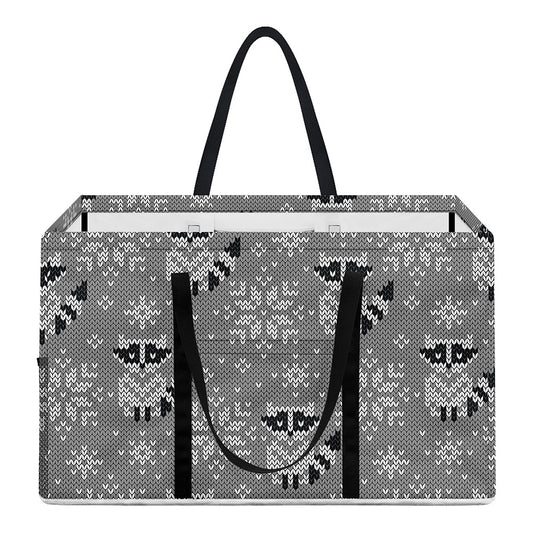 Knitted Raccoon Pattern Print Utility Tote Bag