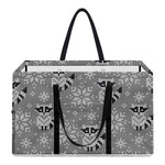 Knitted Raccoon Pattern Print Utility Tote Bag
