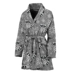 Knitted Raccoon Pattern Print Women's Bathrobe