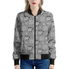 Knitted Raccoon Pattern Print Women's Bomber Jacket