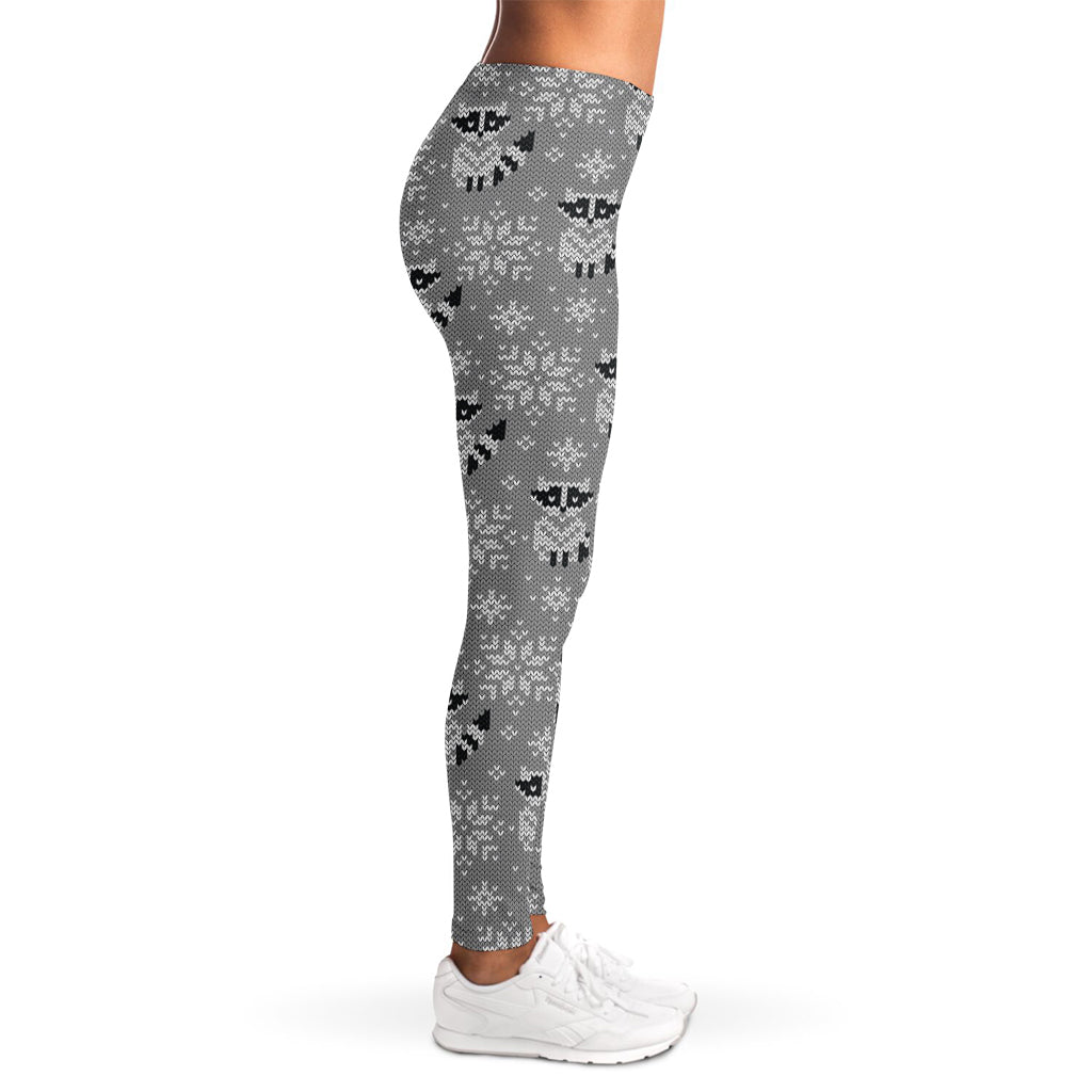 Knitted Raccoon Pattern Print Women's Leggings