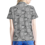 Knitted Raccoon Pattern Print Women's Polo Shirt