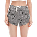 Knitted Raccoon Pattern Print Women's Split Running Shorts