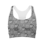 Knitted Raccoon Pattern Print Women's Sports Bra