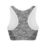 Knitted Raccoon Pattern Print Women's Sports Bra