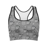 Knitted Raccoon Pattern Print Women's Sports Bra